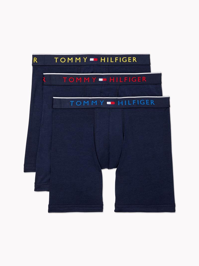 Férfi Tommy Hilfiger Essential luxe stretch boxer brief 3pk Boxer Briefs Sötétkék | HU 1381EBC